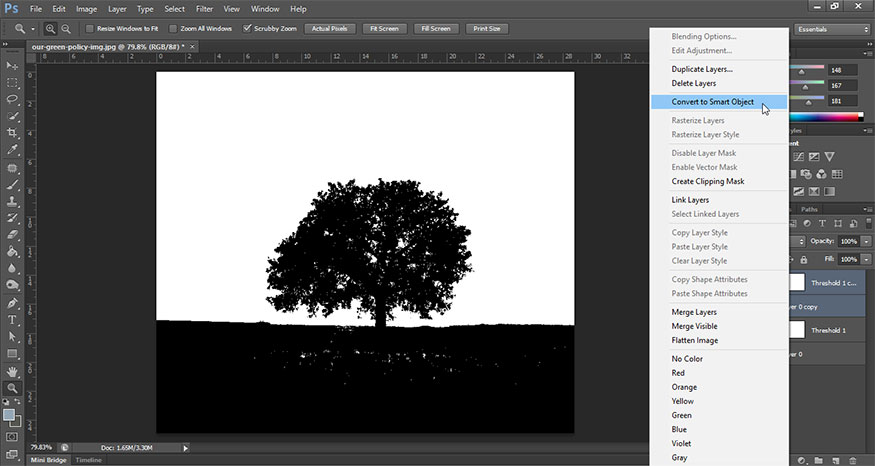 select Convert to smart object.