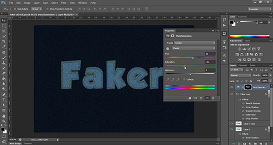 set Hue value to 10 and Saturation to -25.