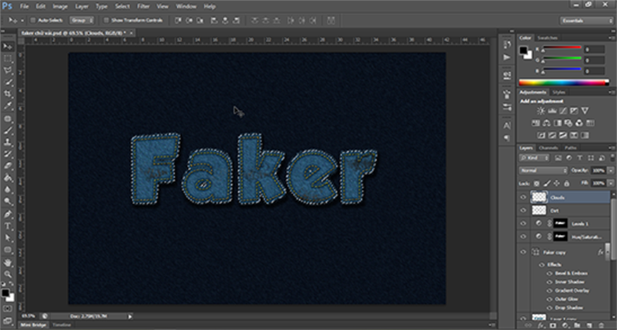 Set the Foreground and Background colors back to Black and White by pressing “D”.