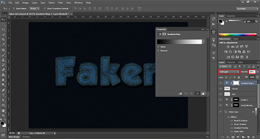 set the Blend Mode to Soft Light and set the Opacity to 50%