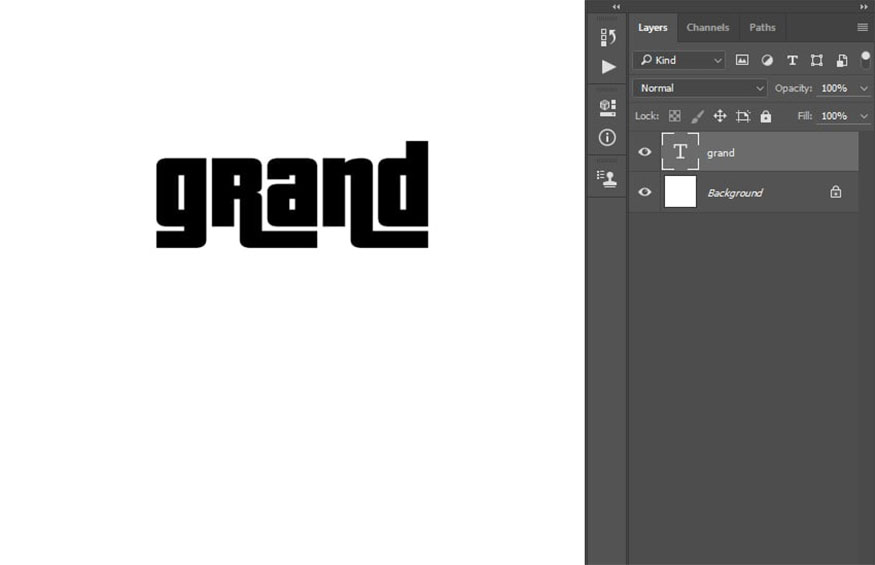 Click Horizontal Type Tool (T) and install as follows: 