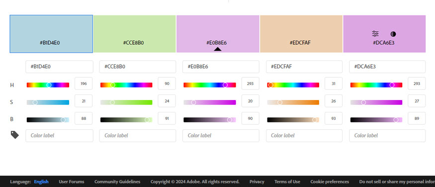 set the Saturation of each color 