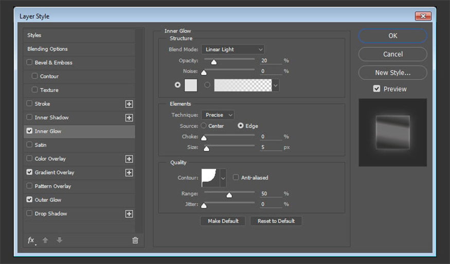 Add Inner Glow with the following settings