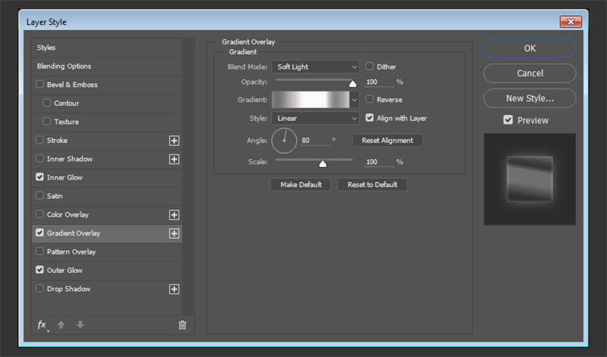 Add Gradient Overlay with the following settings