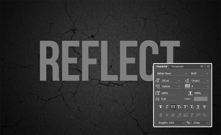 set Size to 220 pt and Kerning to Optical. 