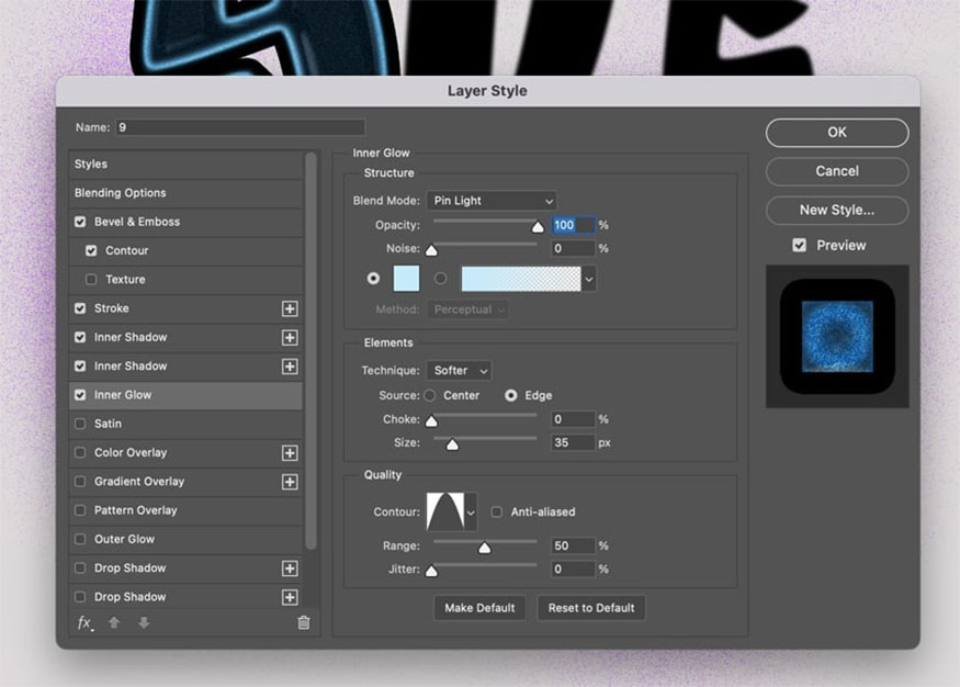 Add Inner Glow effect by using the following settings
