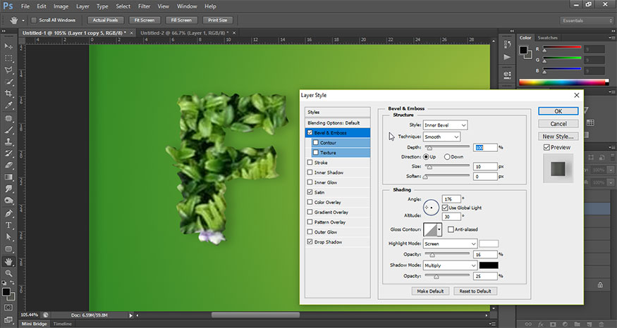 Double click on the letter F layer