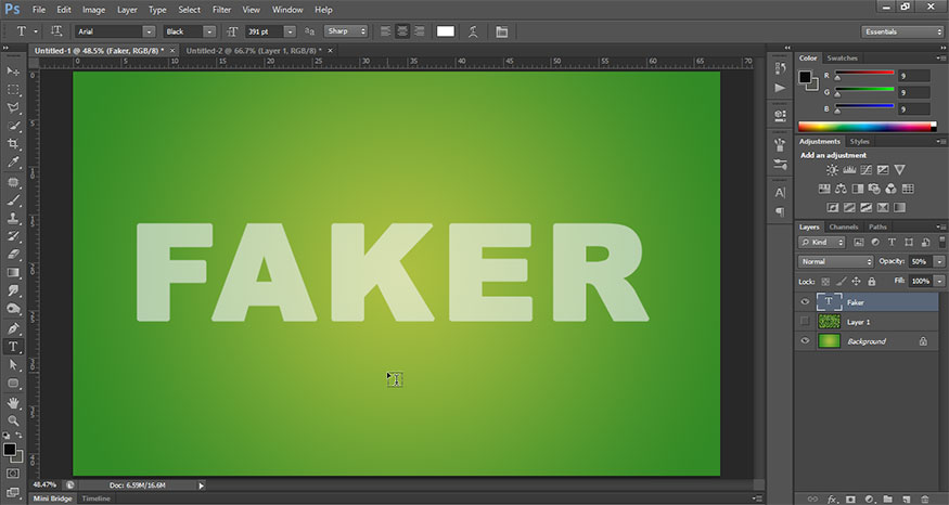set Opacity at 50%.