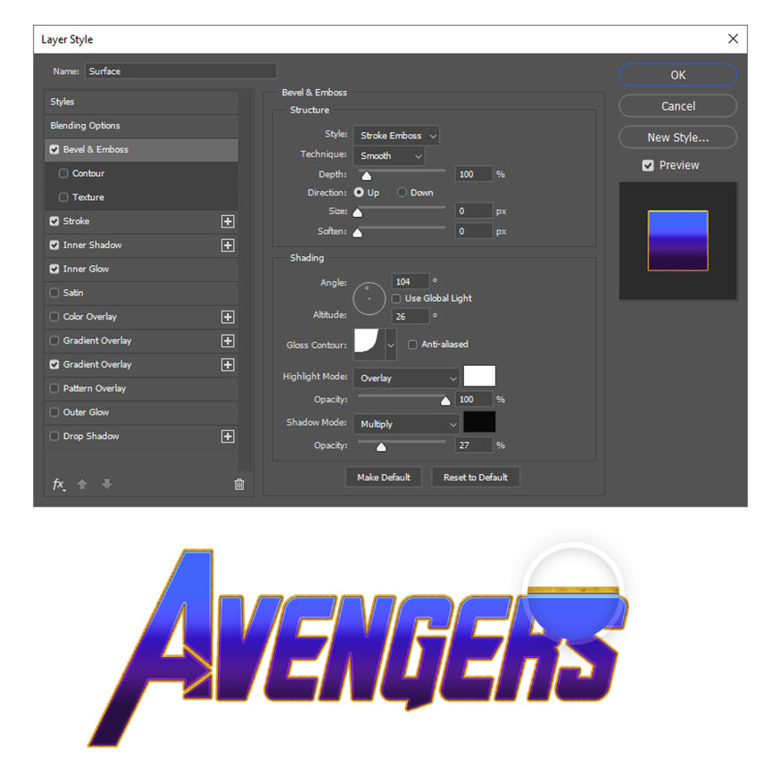 Next layer style is Bevel & Emboss
