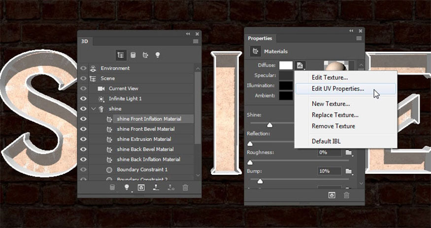 Click on the Diffuse texture icon