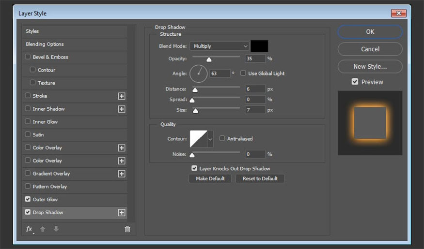 Add Drop Shadow with the following settings