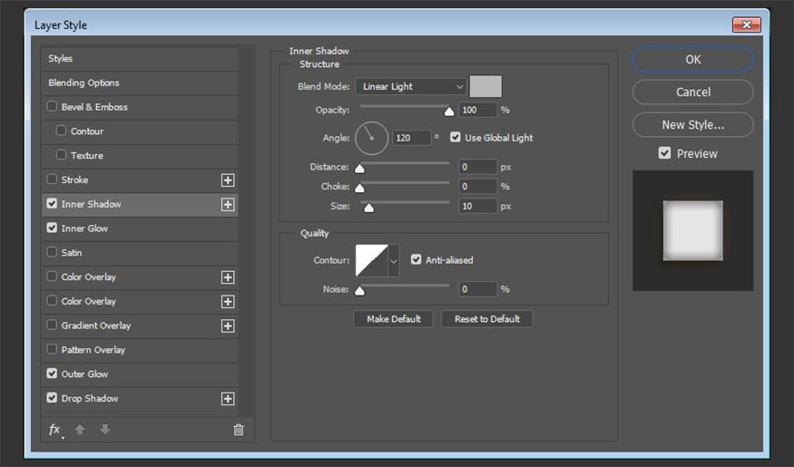 Add Inner Shadow with the following settings