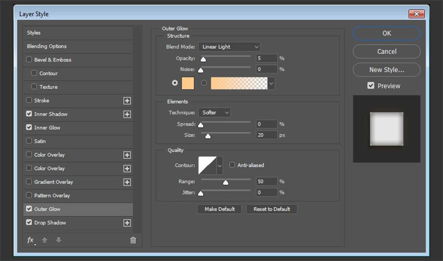 Add Outer Glow with the following settings