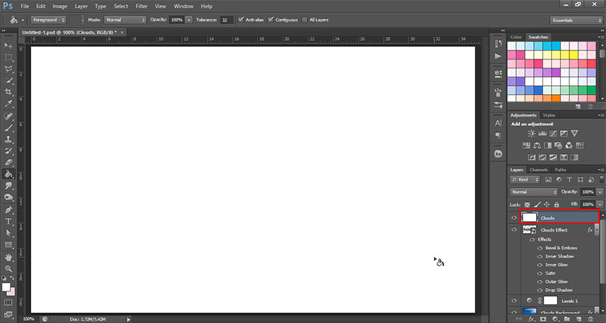  Create a new layer and name it “Clouds”