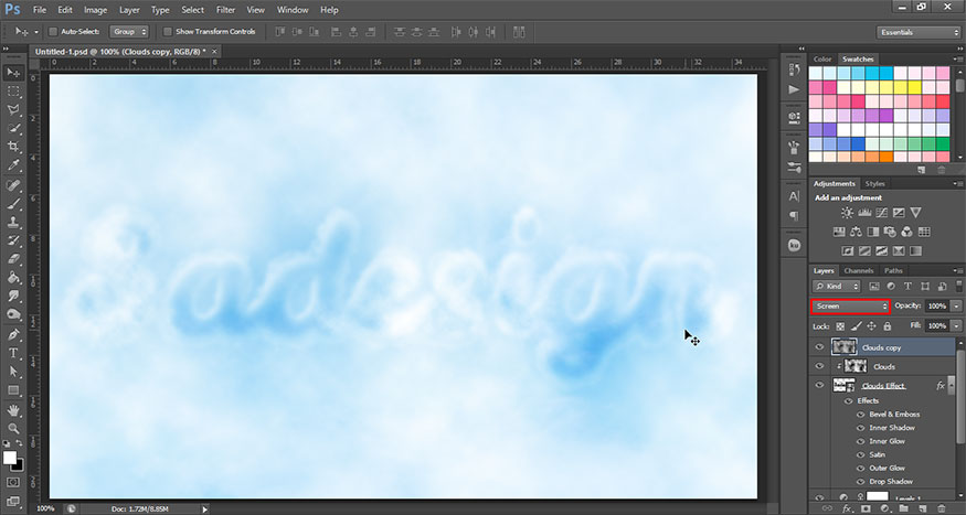 set the blend mode to Screen