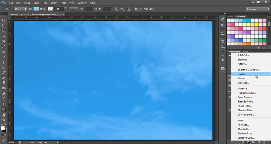 click Create new fill or Adjustment layer