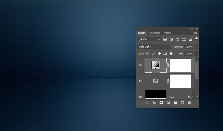 Change Blend Mode of gradient layer to Soft Light.