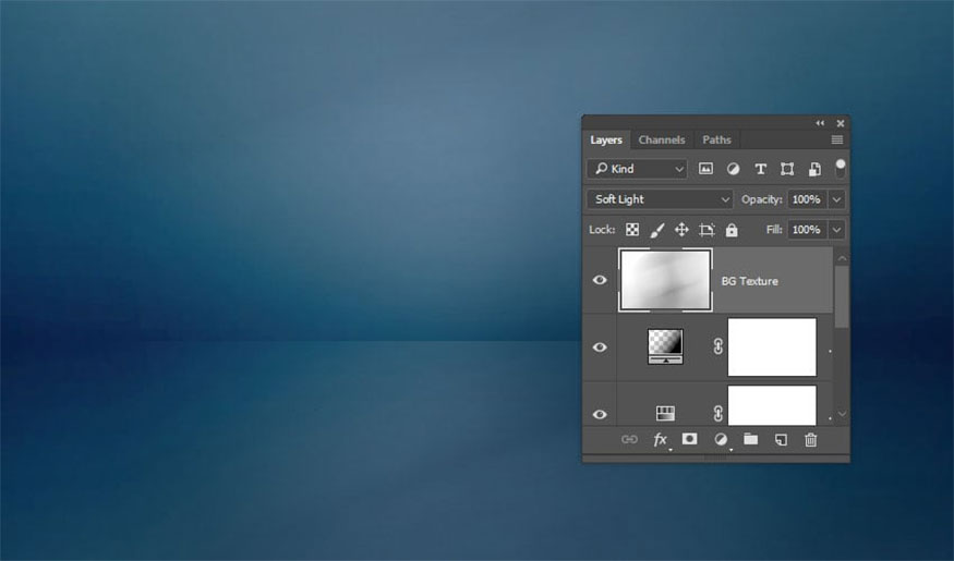 change Blend Mode of BG Texture layer to Soft Light.