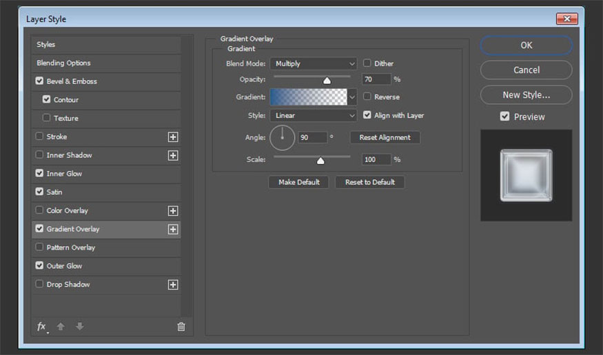 Add Gradient Overlay and make the following settings: