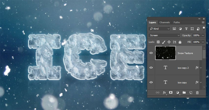Place Heavy Snow Texture image on top of all layers