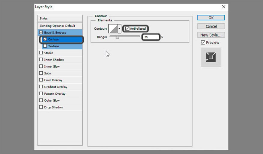 Add a Border then proceed with the following settings: