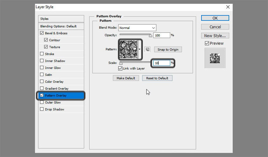 Add Pattern Overlay with the following settings: