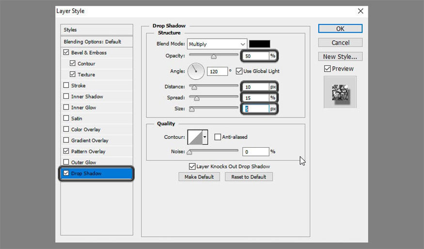 Add Drop Shadow with the following settings: