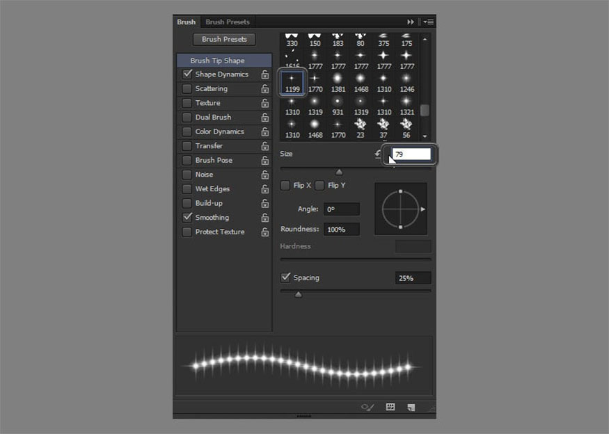 Select one of the brushes in the Stars and Flares Brush Set