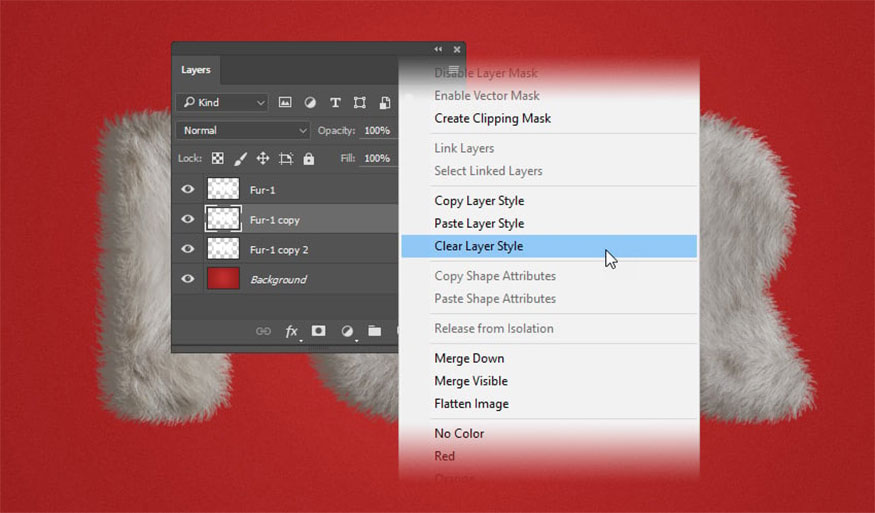 click Clear Layer Style