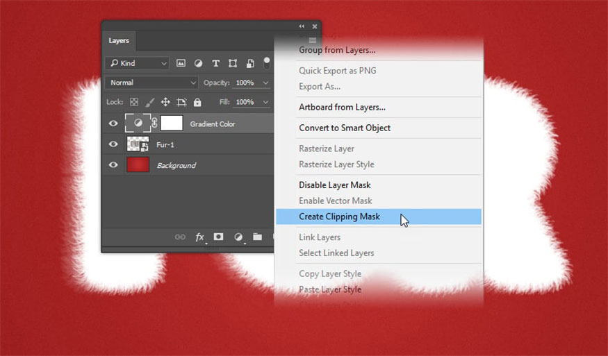 Right click on Gradient Color and select Create Clipping Mask.