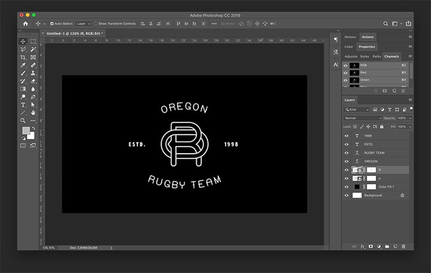 Select the Text Tool (T) and create a layer to add "ESTD.",