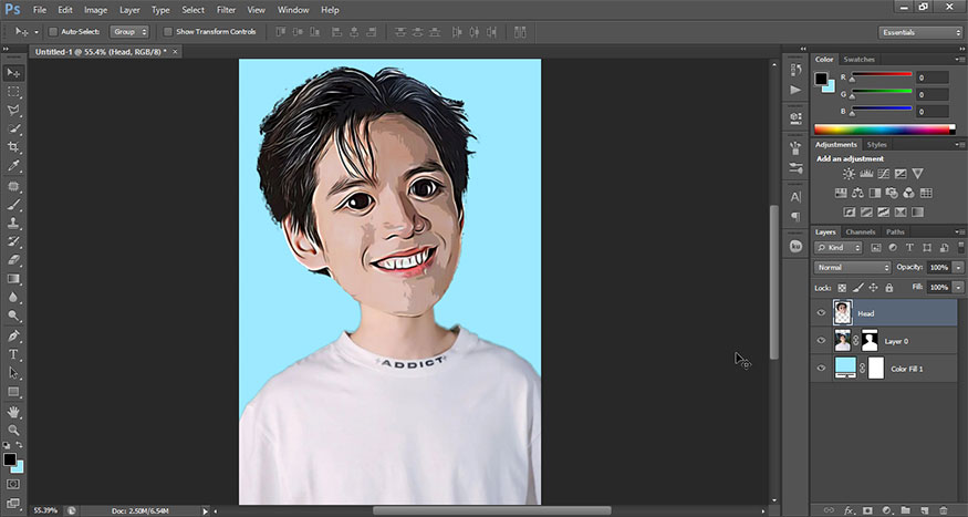 So you have created a cartoon photo effect in Photoshop for the character in the photo.