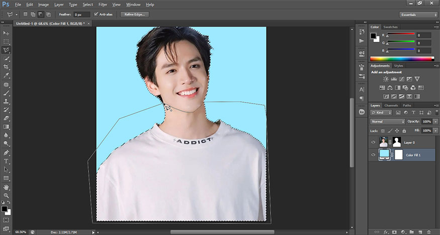 choose the Polygonal Lasso Tool