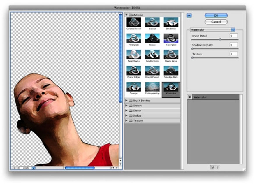 Watercolor and make the following settings: