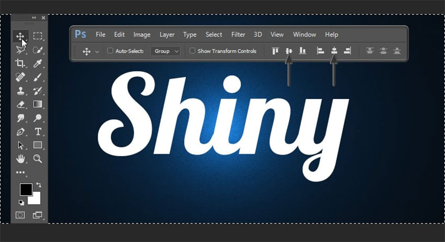 click the Align Vertical Center and Align Horizontal Center icons.