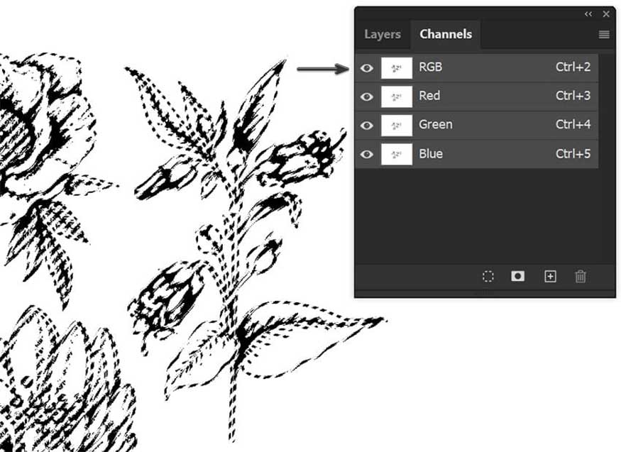 Hold Control/Command then click on the RGB channel located at the top of the display