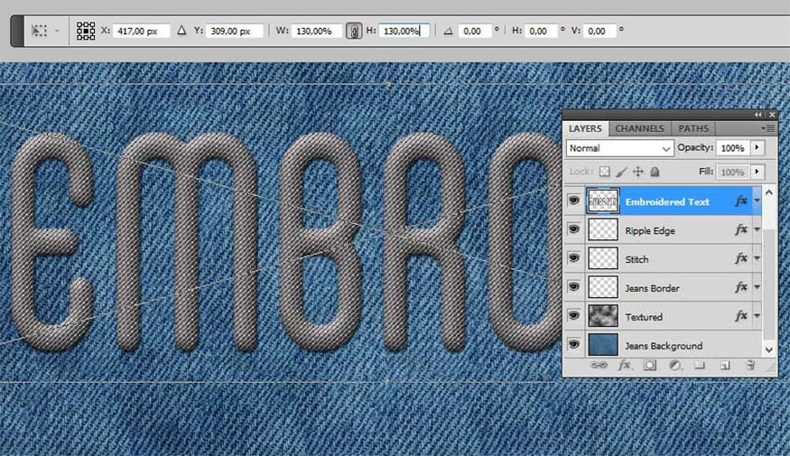 Add Stroke to the Embroidered Texture layer
