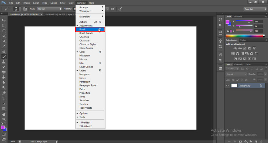 select Brush Settings
