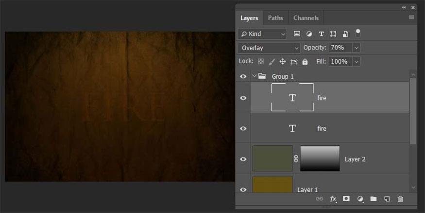 Place the text layers into the new group