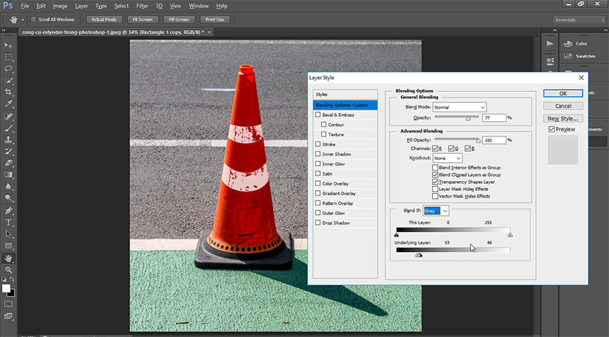 customize the Underlying Layer slider at the bottom so that the reflective lines look most realistic