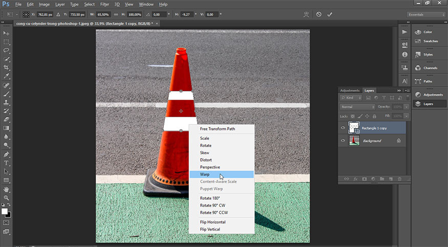 continue right-clicking on the post and select Wrap