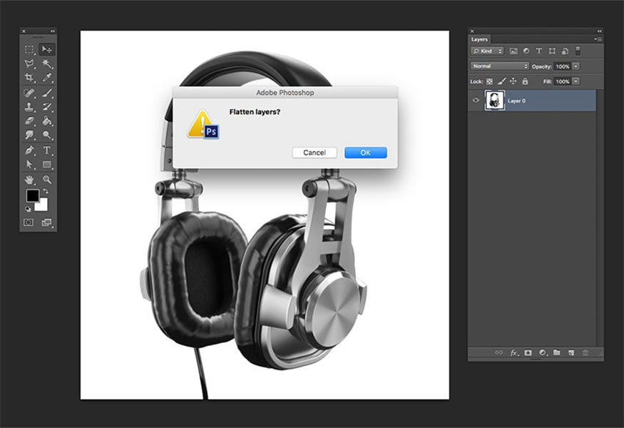 In the Flatten Layers window, click OK.