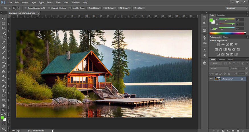 we need to upload the photo we want to turn summer into winter in Photoshop.