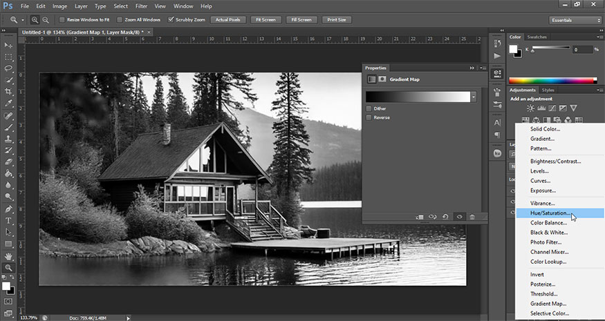 select Create new fill or adjustment layer