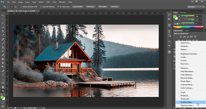 create a Gradient Map layer.