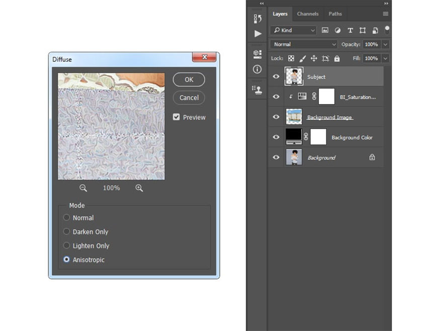 Diffuse and set Mode to Anisotropic.