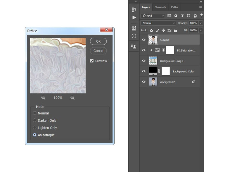 Diffuse and set Mode to Anisotropic.
