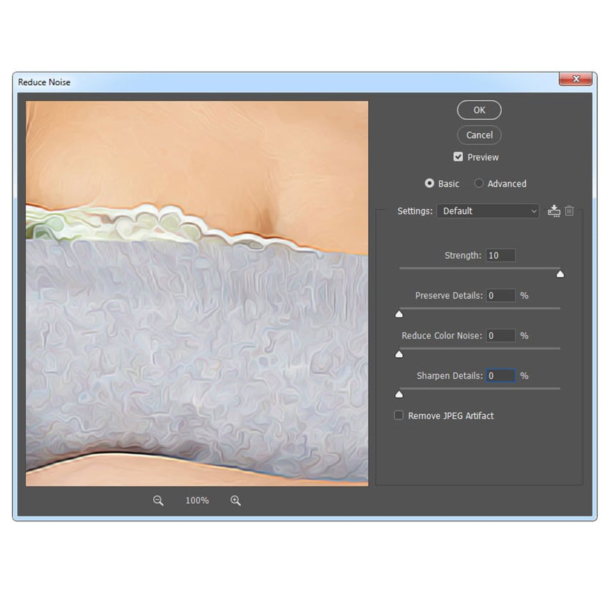 Reduce Noise and make the following settings: