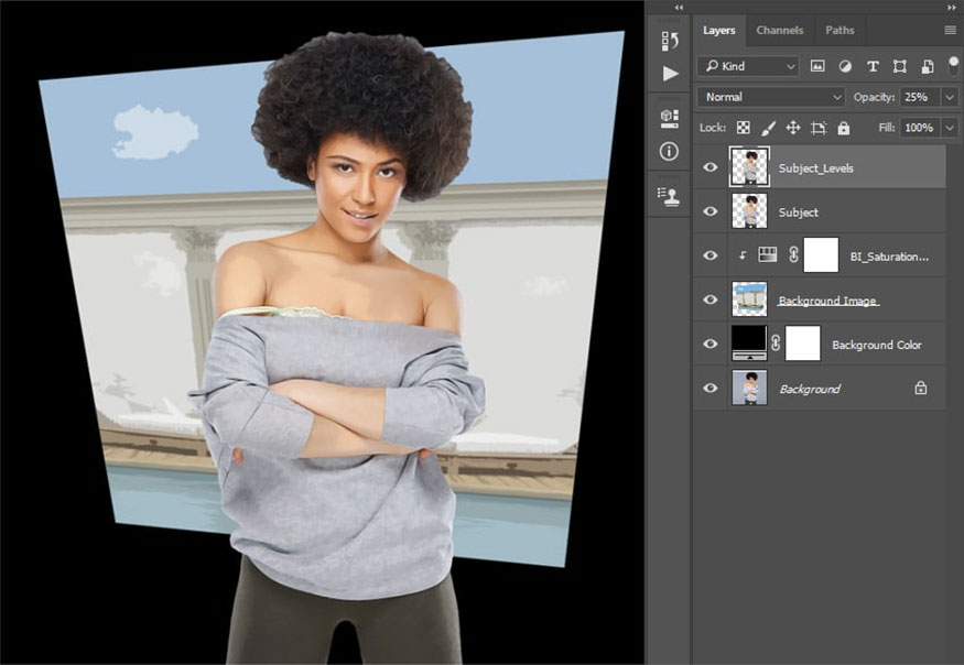 Change the Opacity of this layer to 25%