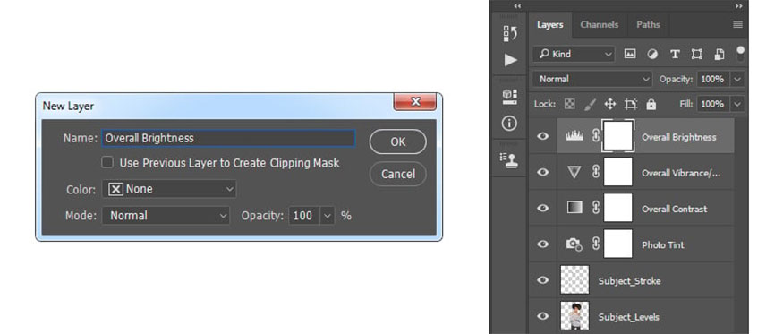 create a new levels adjustment layer